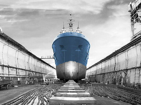Ship in dry dock