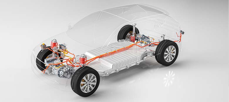 Electric car chassis for a medium car