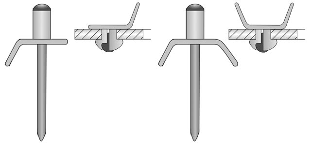 Technical drawing of grounding blind rivets