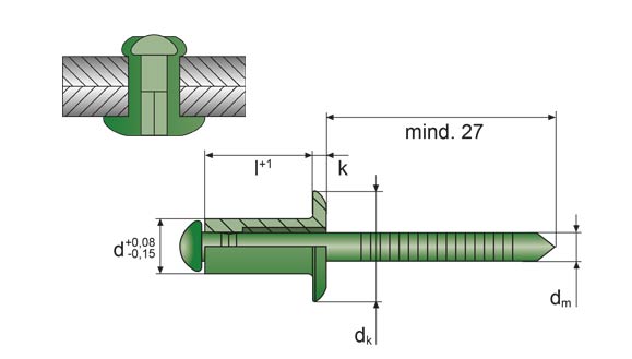 Rivet aveugle ALFO FLEX dessin technique