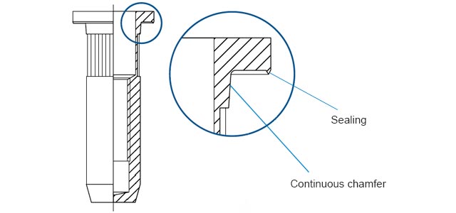 The blind rivet nut "crimp Seal" has a mechanical sealing