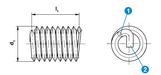 Technical drawing of a threaded insert (coil).