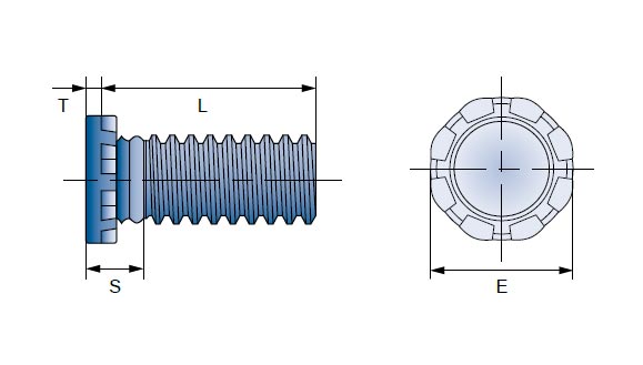 Einpressgewindebolzen V-HFH, Material: Stahl verzinkt - technische Zeichnung