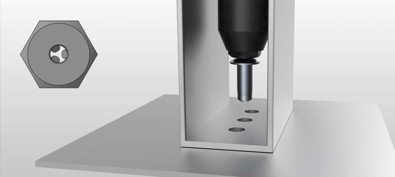 Nez de pose de retenue pour les riveteuses à batterie.